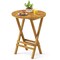 Natural Teak Wood Folding Side Table with Slatted Top and Sturdy Design